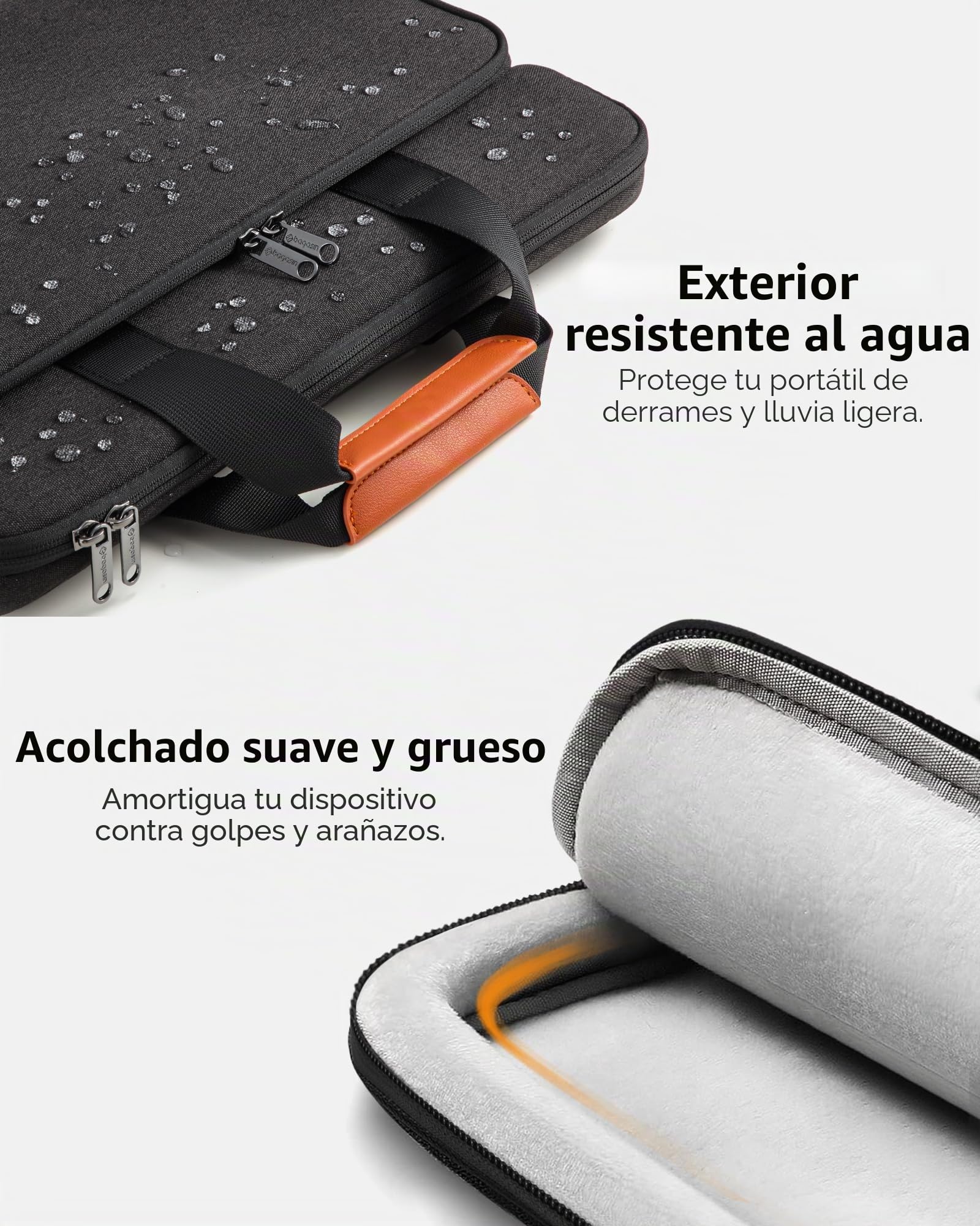 bagasin Bolsa de Transporte para Ordenador portátil de 15 15.6 16 17 17.3 Pulgadas, maletín de Tela Repelente al Agua, Cargador Superior Ligero, para Negocios o Escuela