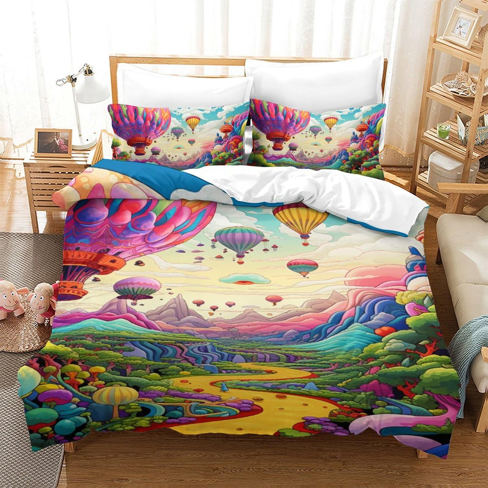 Housse de couette soft en microfibre respirante imprimée 3D ballon pour un sommeil serein