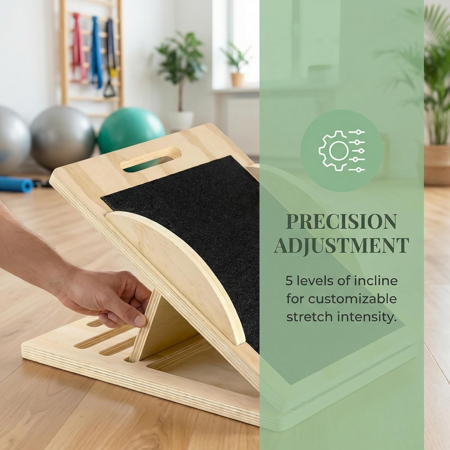 2-in-1 Slanted Board & Balance Board Calf Stretcher Wooden Slant Board Adjustable & Foldable with Carry Handle Calf Stretcher Non-Slip Balance Trainer for Physiotherapy Adults (40 x 30 cm)