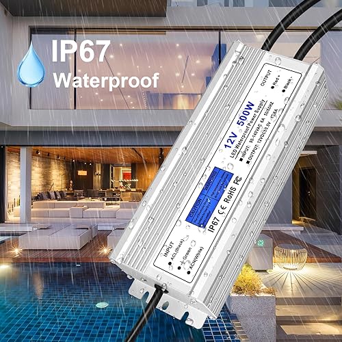 Miniatura 2 de Controlador LED de 500 vatios, fuente de alimentación impermeable IP67 de 12 V, CA 90-140 V a CC 12 V 41.67 A transformador de bajo voltaje con
