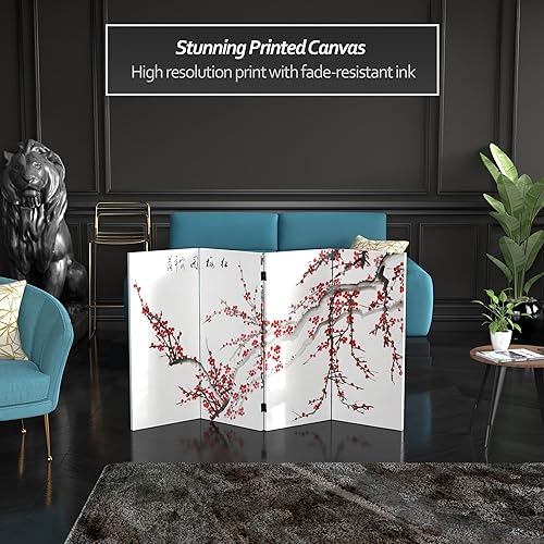 Miniatura 2 de Oriental Furniture Divisor de habitación de lona de doble cara de ciruelo de 3 pies de alto