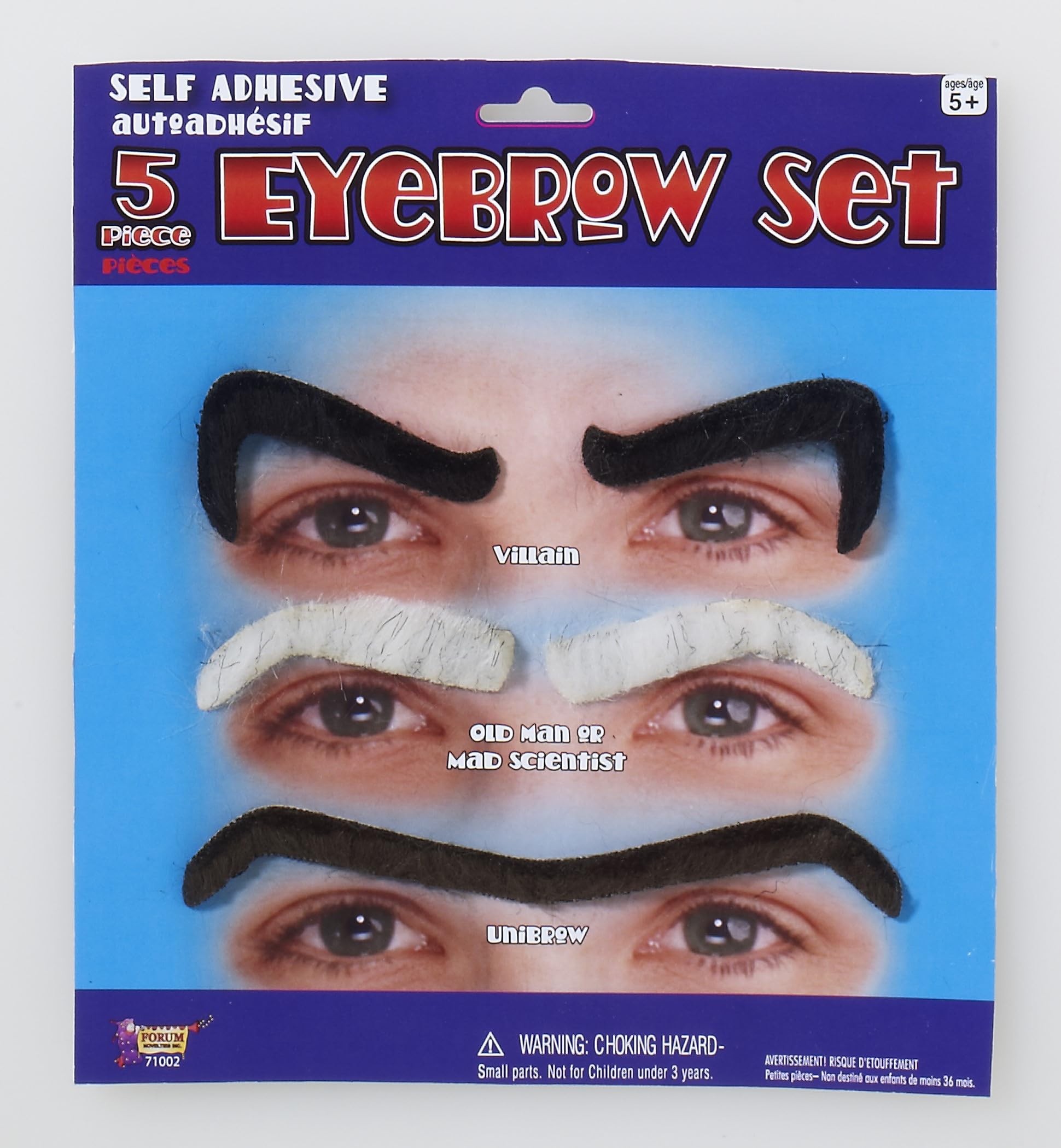Forum Novelties Eyebrow Set, Black/Grey