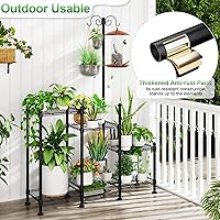 Vista 6 de Plant Stand Indoor Outdoor, Heavy Duty Metal Waterproof 6 Tiered Plant Shelf for Multiple Flower Planter Holder Rack, Black - C6