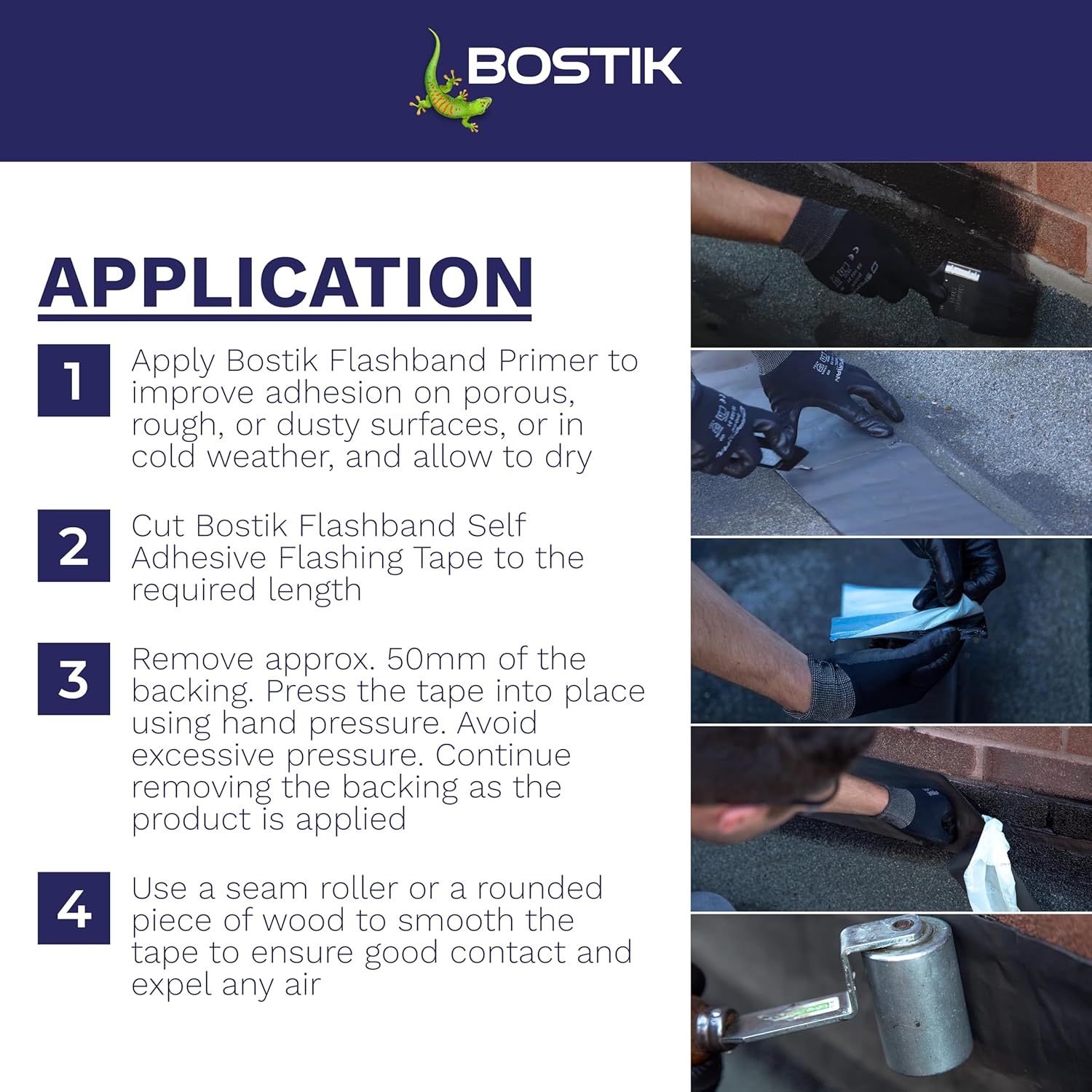 Bostik Flashband Self Adhesive Flashing Tape for Roofs Grey - 100mm x 3.75m - Provides an Instant Watertight Seal - Complete With Primer