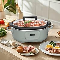 Vista 2 de 6 Quart Programmable Slow Cooker Removable Healthy Nonstick Pot - Small Kitchen Appliance for Family Dinners - Serves 6+ People - Heat Settings