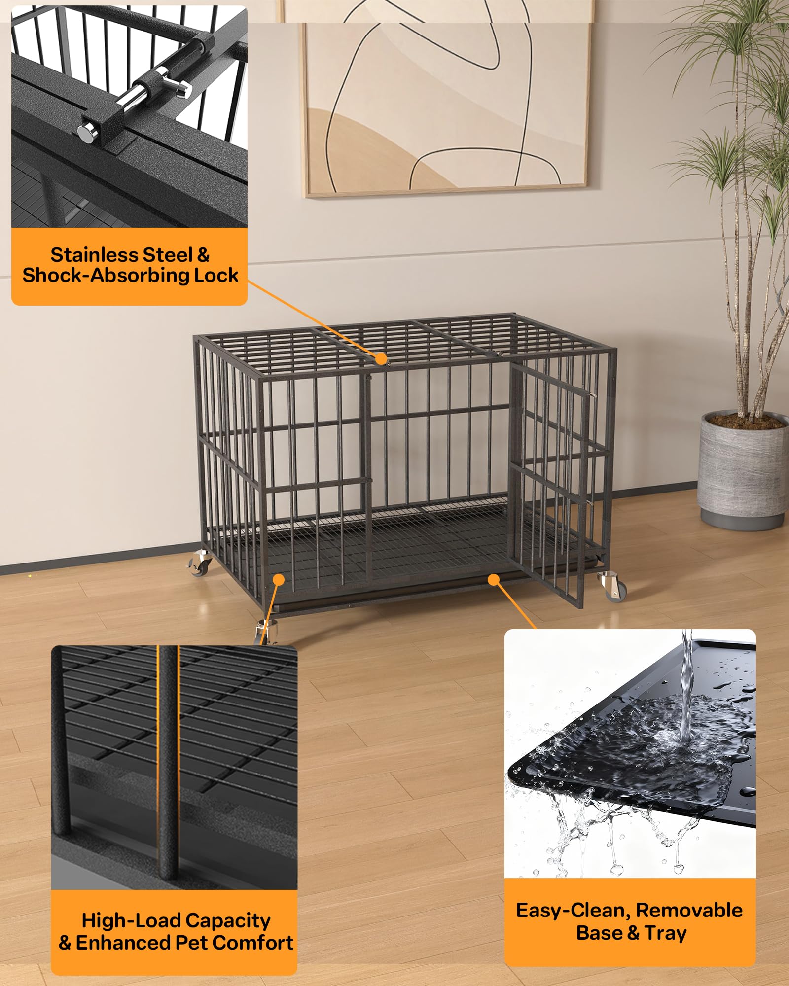 Amazon.com : 38 in Heavy Duty Dog Crate Steel Escape Proof, Indoor
