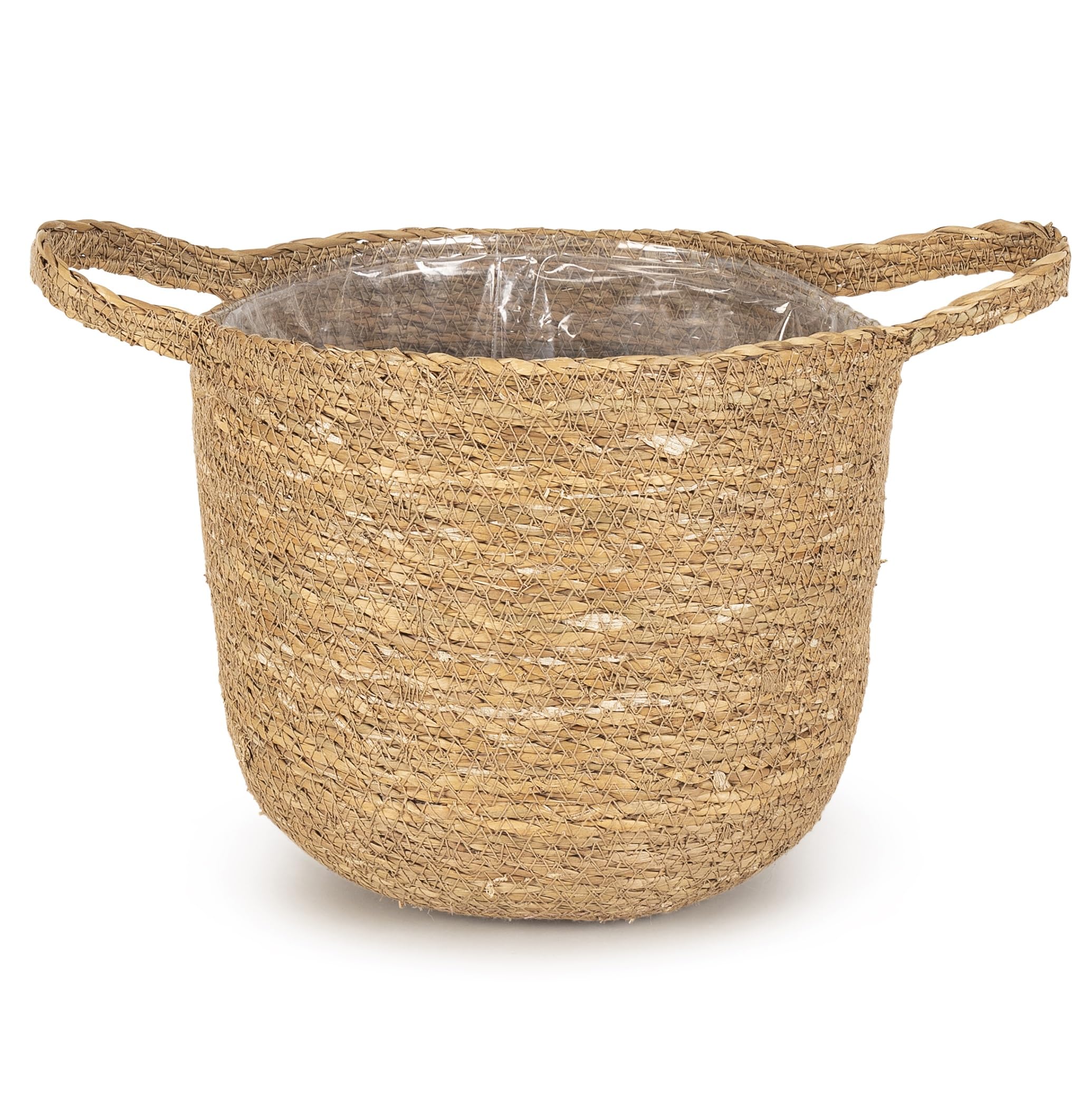 Olly & Rose Lot de 3 paniers de fleurs d'intérieur de qualité supérieure – Paniers en jonc de mer naturel tissé avec doublure pour plantes de petite et moyenne taille