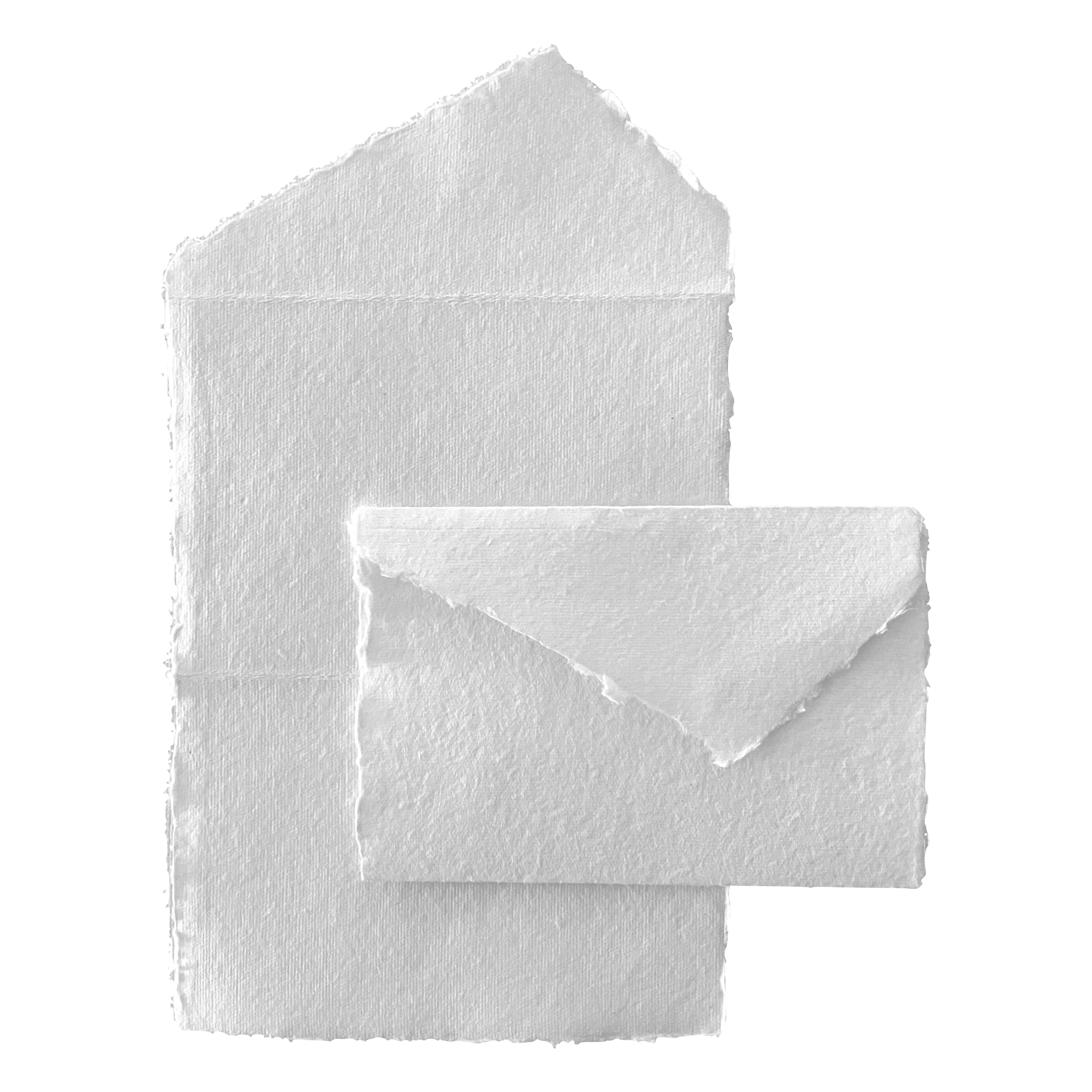 Sobres para tarjetas todo en uno blancos hechos a mano por Wanderings con borde festoneado - 11x16cm - Paquete de 25 - Anuncios, Invitaciones de Boda, Tarjetas de Felicitación, Manualidades - 150 GSM