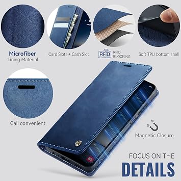 Mobile Phone Case Motorola Edge 60 Fusion Case Edge 60 Flip Case Premium PU Leather Case RFID Foldable Mobile Phone Case Protective Cover Card Slot Stand Function Case Motorola Edge 60 Fusion/Edge 60 - Blue