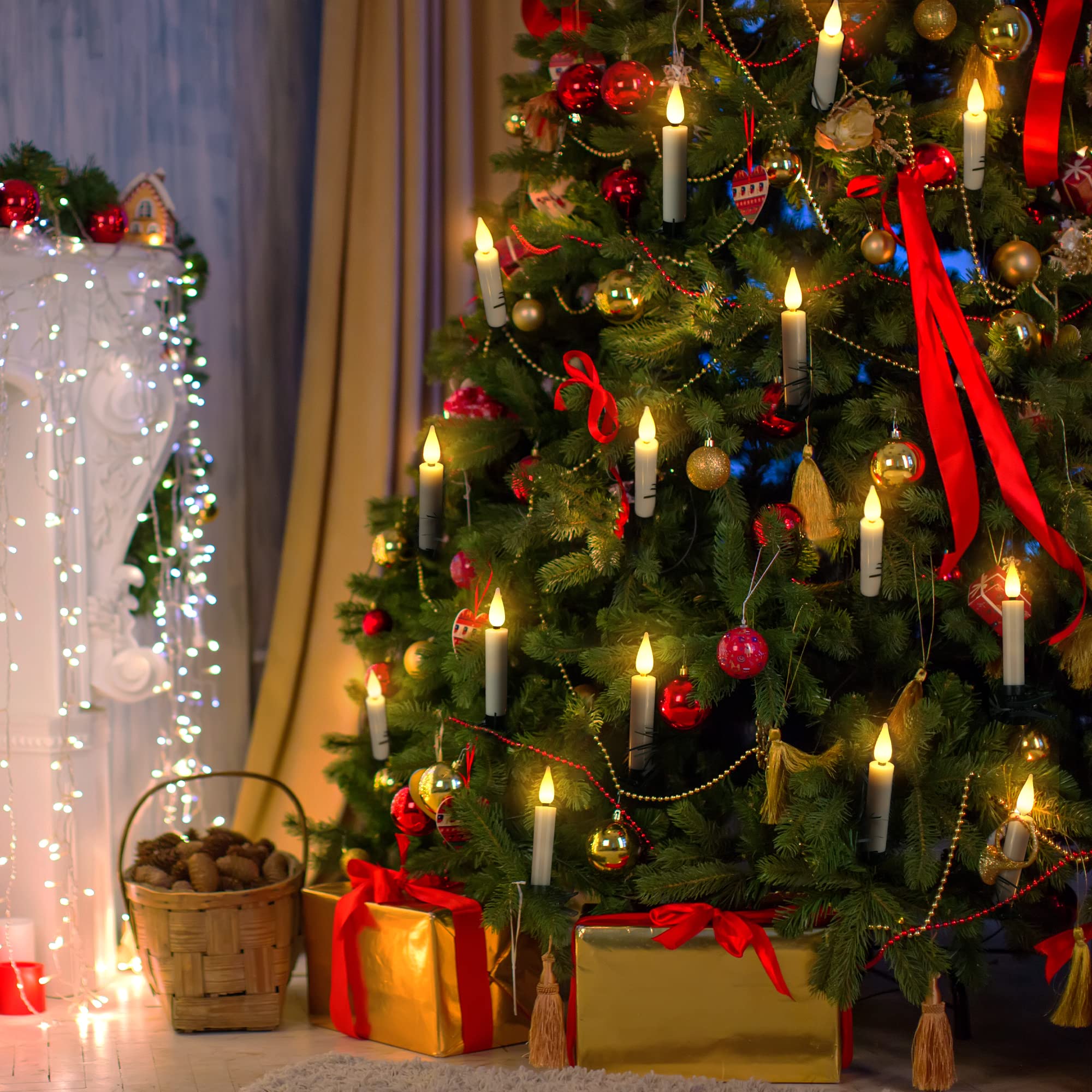 UISEBRT Pack De 40 Bougies De Noël LED RVB Noël, Mini Bougies De Sapin De Noël Avec Télécommande