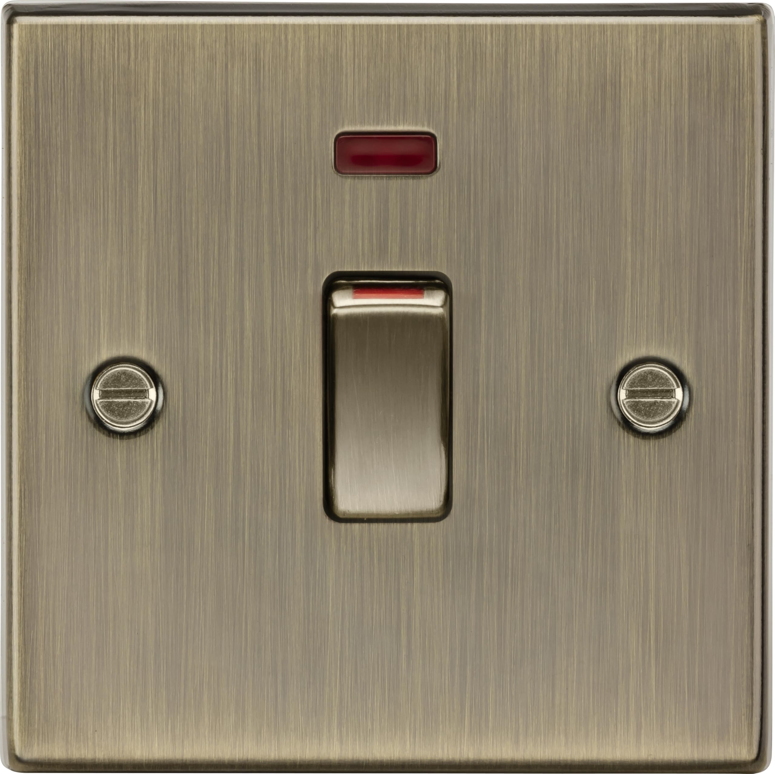 Knightsbridge 45A Switch with Neon (1G) - Antique Brass
