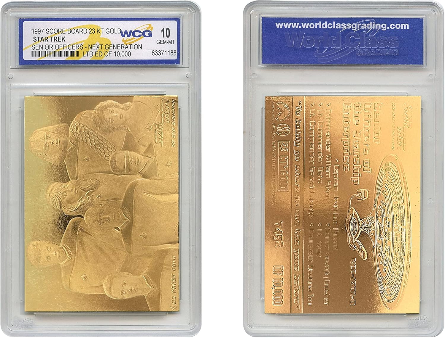 1997 Star Trek Senior Officers Next Gen Scoreboard 23K Gold Card - GEM-Mint 10