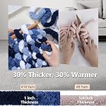 Cozyful Chunky Yarn for Hand Knitting - #10 Chunky Chenille Blanket Yarn, Jumbo Big Thick Chunky Yarns for Crocheting, Tie Dye Bulky Knit Yarns, 8 Skein (25 yds 8 oz Each Skein), Multi Blue & White