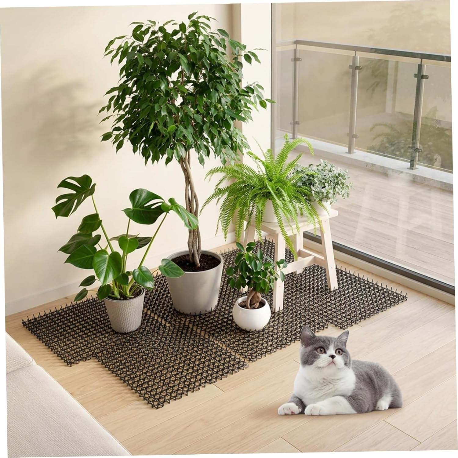 Scat Mat for Cats, 78.7" x 11.8" Flexible Cat Discouragement Mat with Spikes, Keep Cats Off Countertops, Furniture, Gardens, Safe Pet Training, Black