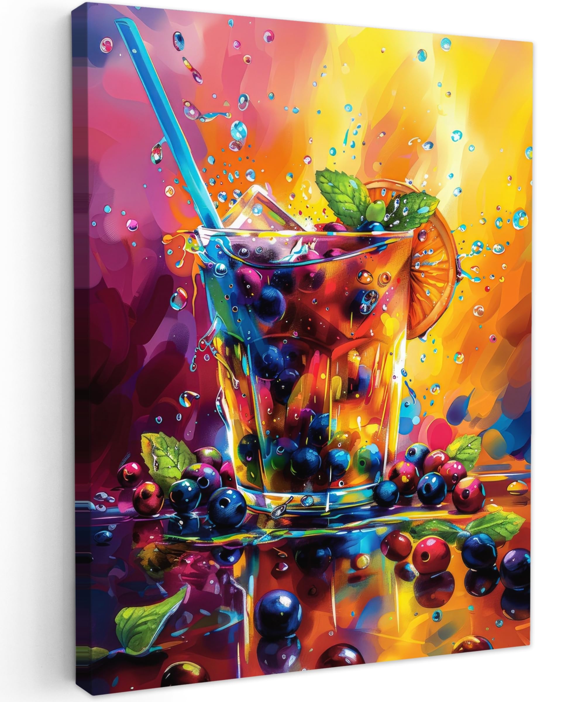 MuchoWow© Canvas Wall Art Work 12"x16" / 30x40 cm Room Decor Painting Wallfillers Picture Decoration Prints Cocktail - Fruit - Colourful - Drink