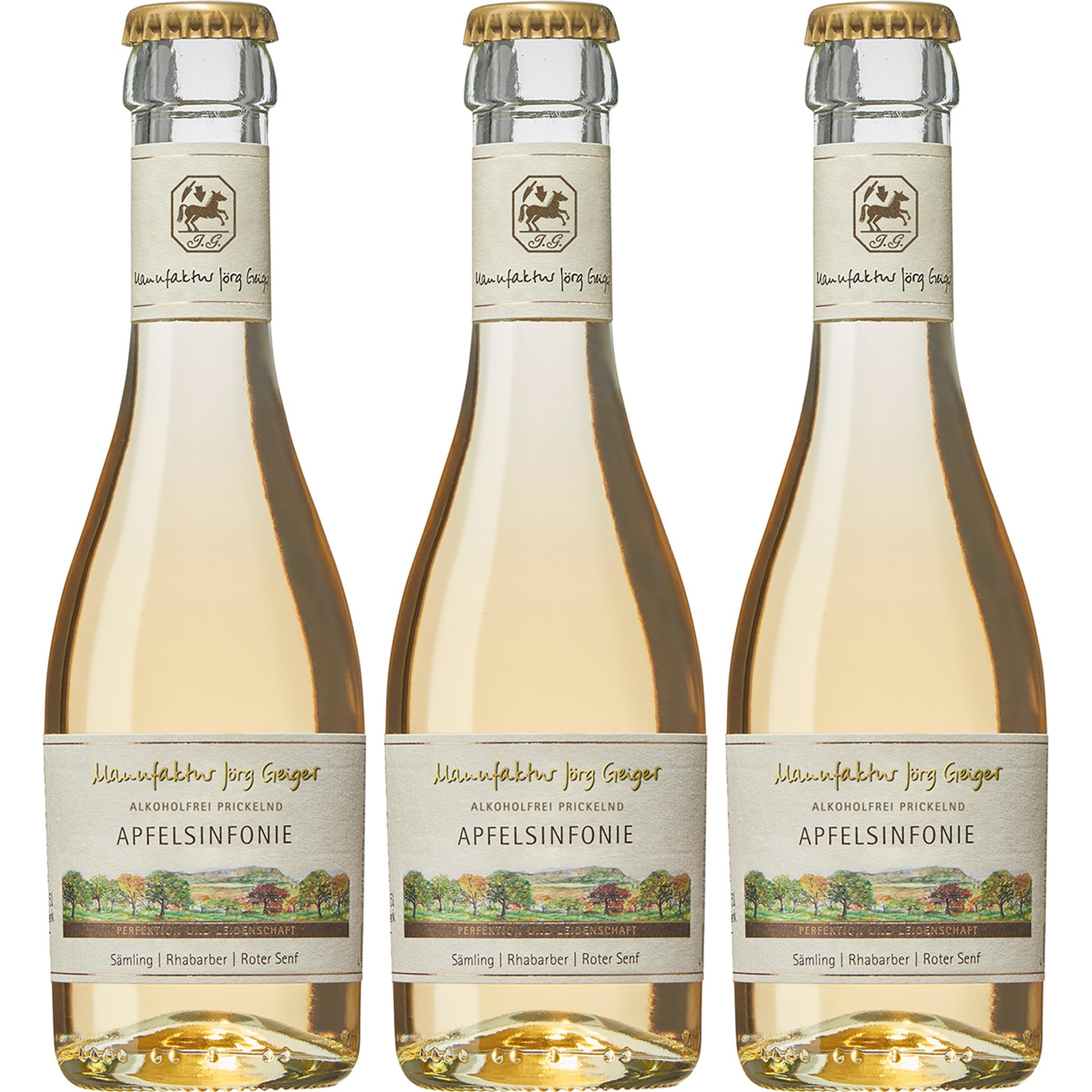 Manufaktur Jörg Geiger ApfelSinfonie piccolo alkoholfrei Schaumwein süss Deutschland inkl. FeinWert E-Book (3 x 0.2 l)
