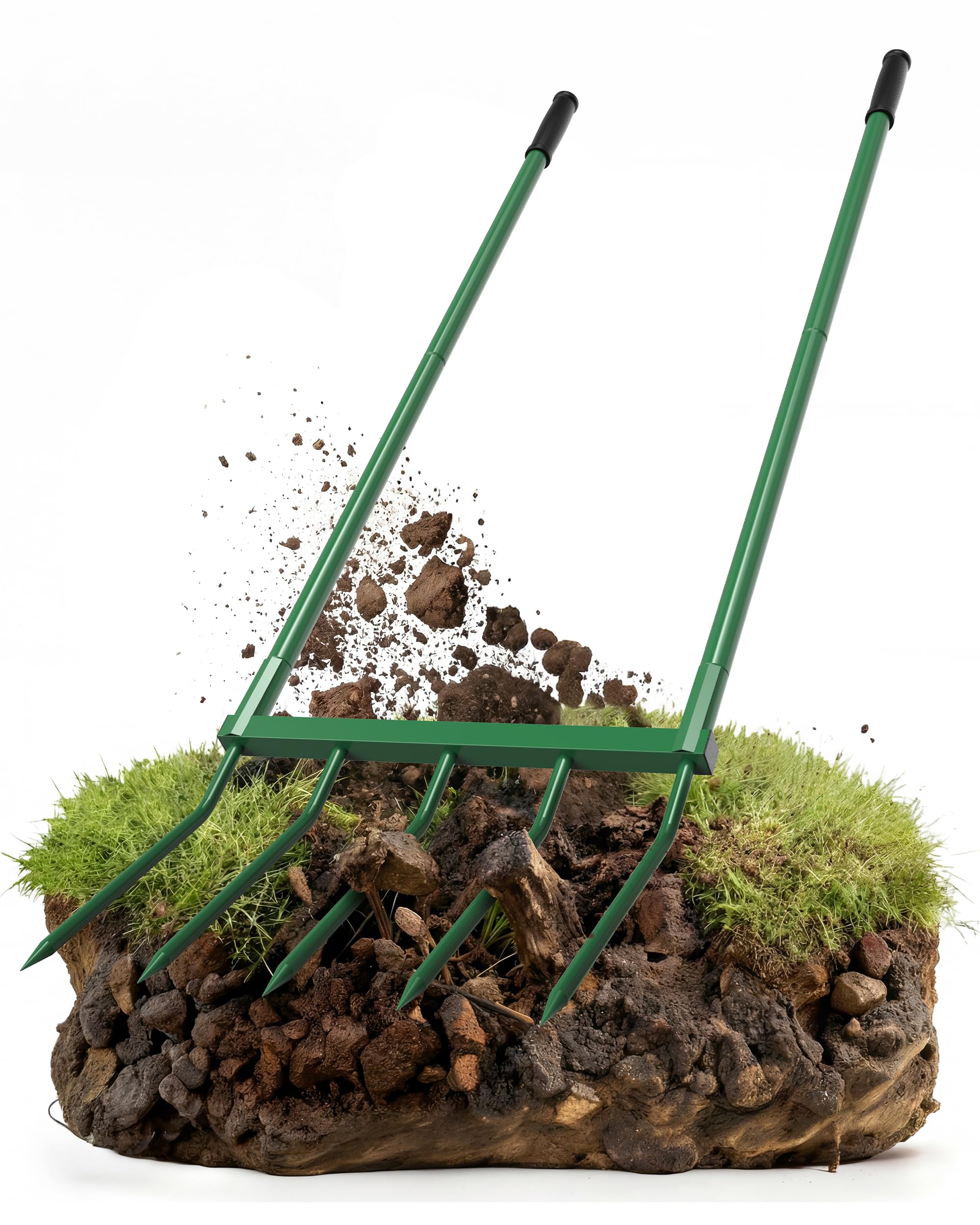 Signstek Grabegabel mit 5 Zinken – 130 cm Gesamtlänge, 51 cm Arbeitsbreite, 30 cm Zinkenlänge – zerlegbare Broadfork zum Tiefenlockern und Belüften des Gartenbodens, ergonomisch & rückenschonend