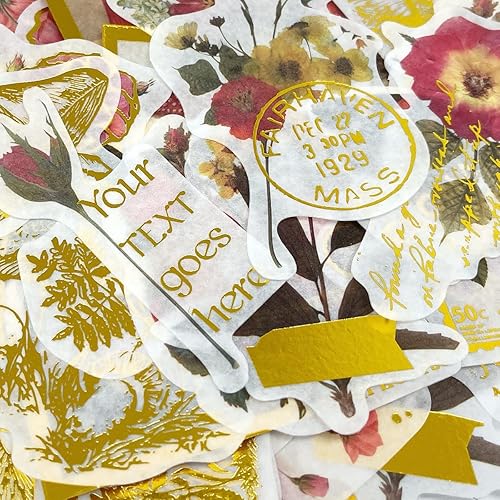Miniatura 3 de allydrew Calcomanías decorativas para álbumes de recortes, manualidades para papelería, diario, fabricación de tarjetas (60 unidades), lámina dorada