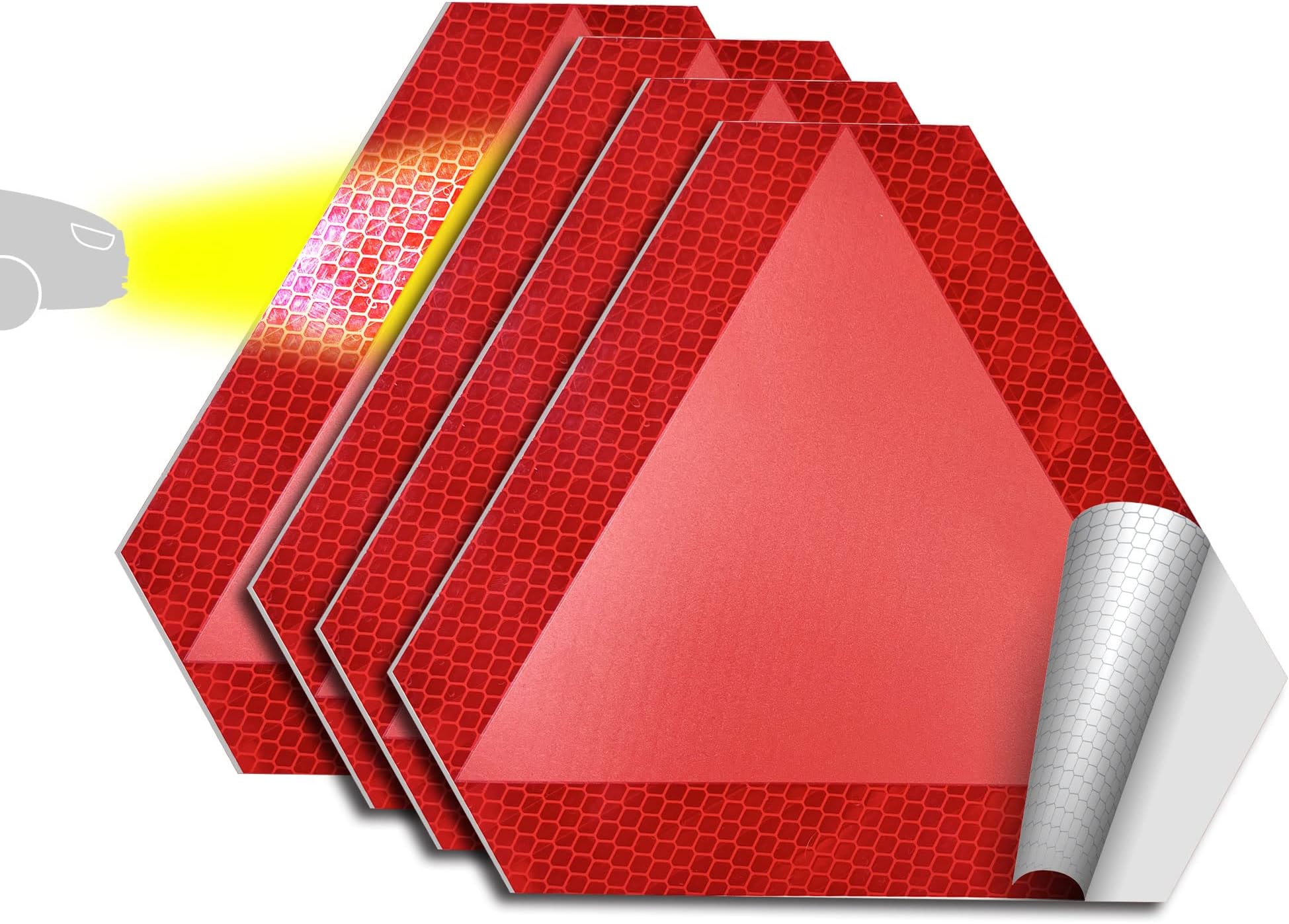 Slow Moving Vehicle Sign 4 Pack 7" x 8" Diamond Grade Reflective Slow Moving Vehicle Triangle Sticker