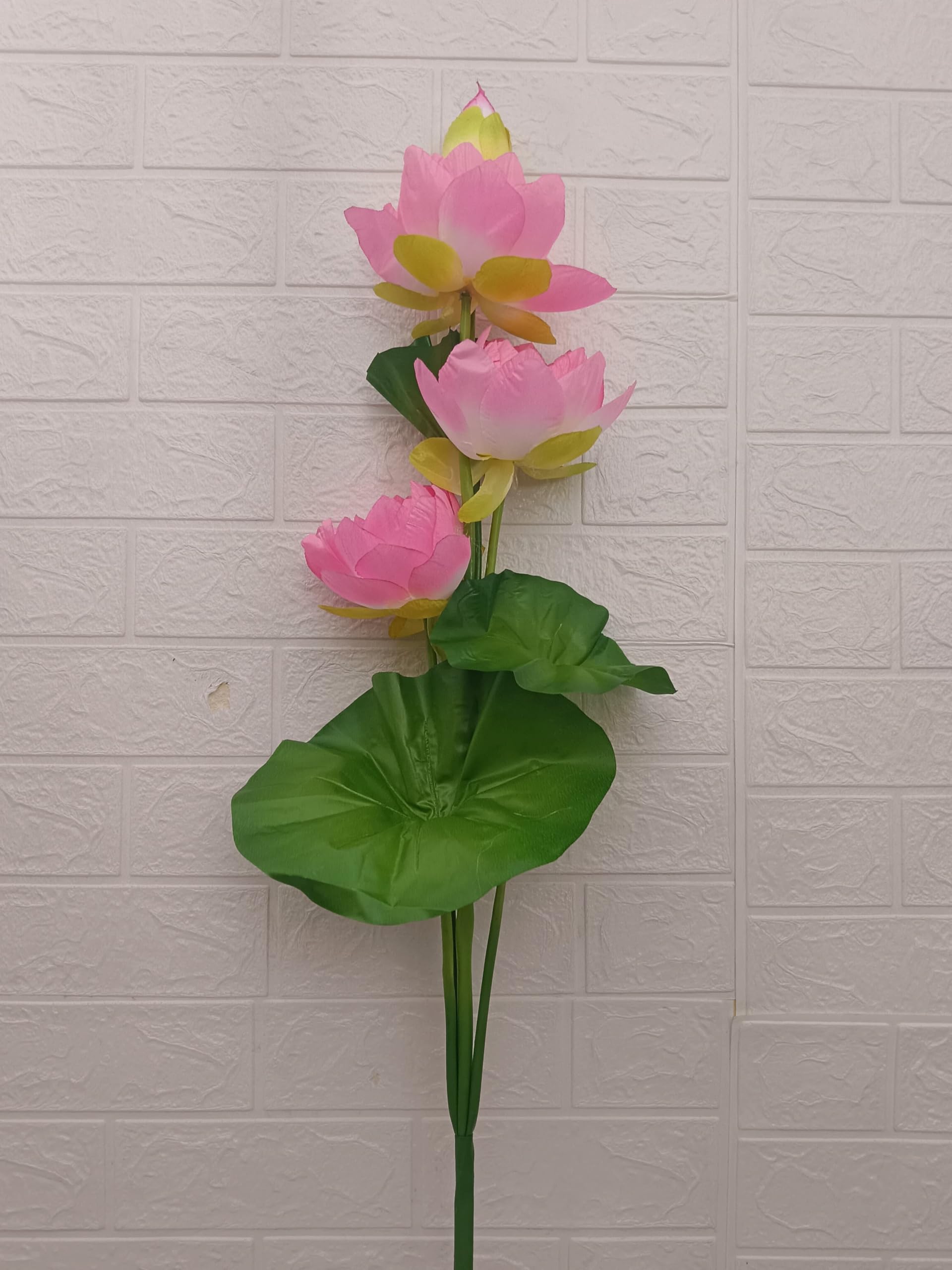 Nutts Silk Artificial Flower Lotus Stem Fake Flowers for Gifting | Home | Office | Living Room | Decoration Items for Vase (Without Vase Pot) (1, Baby Pink, Lotus Stem)-image-18