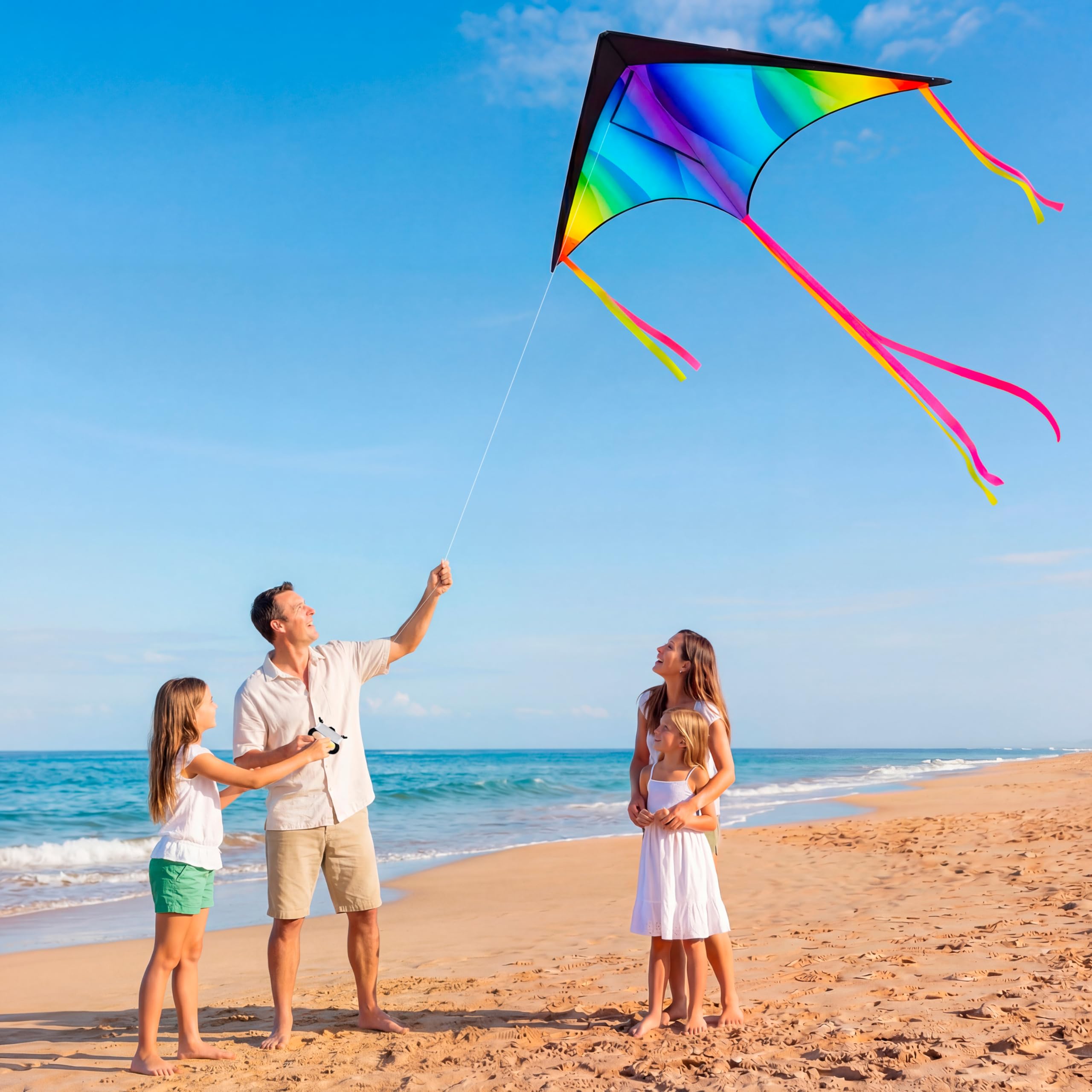 JOYIN Large Delta Kite Gradient Rainbow, Easy to Fly Huge for Kids and Adults with 328ft String - Image 3