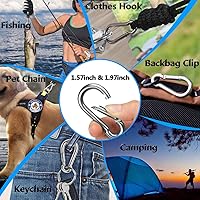 Vista 4 de Ganchos de Resorte con Cierre Rápido, Clip de Metal de Acero Inoxidable 304 de Servicio Pesado, Conector de Cuerda, Abrazadera Pequeña con Cierre