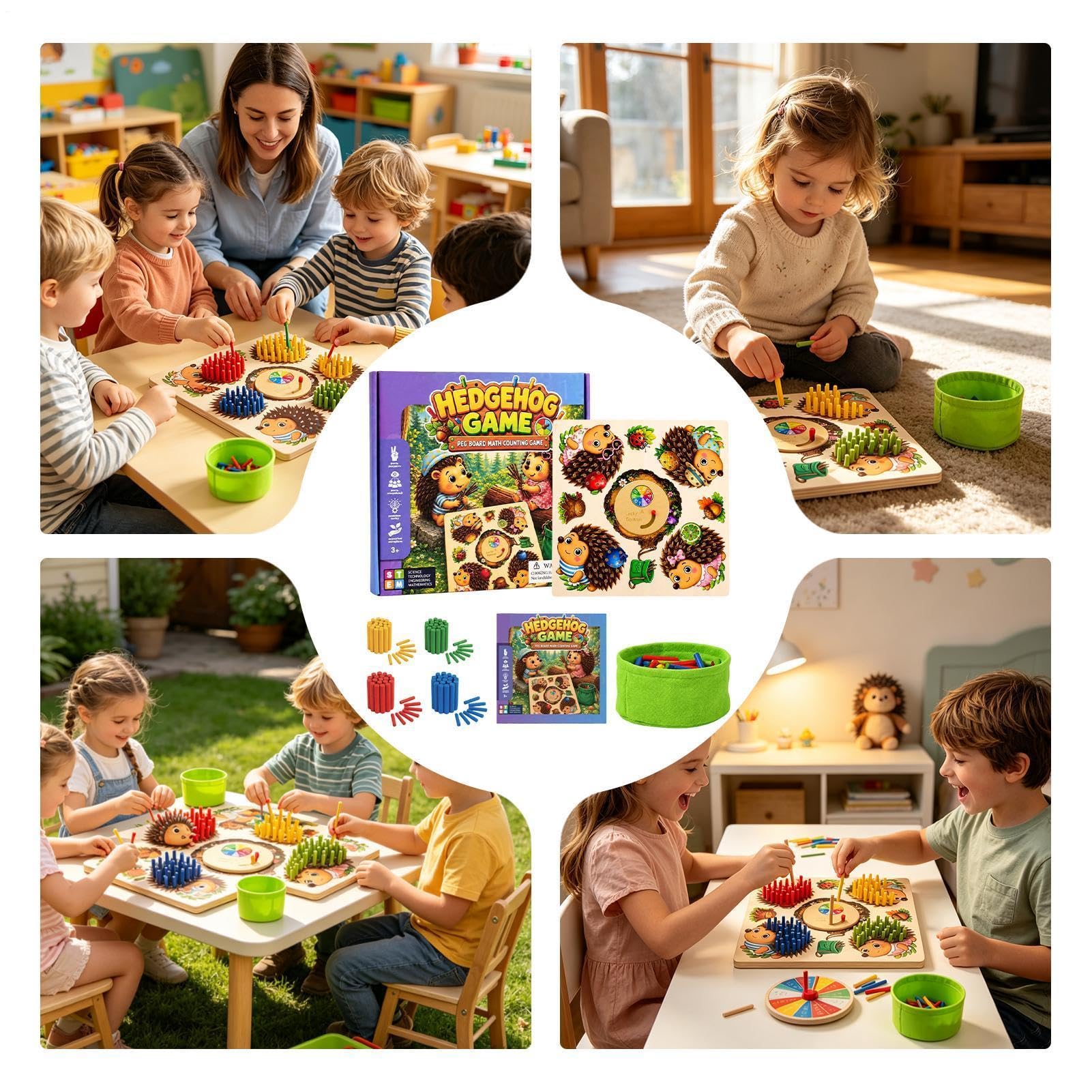 Erizo De Motricidad Fina Con Juegos Interactivos De Motricidad Fina | Tablero De Clavijas Para Contar Y Matemáticas Para Niños Hogar Escuela Preescolar Aula Viaje Cumpleaños