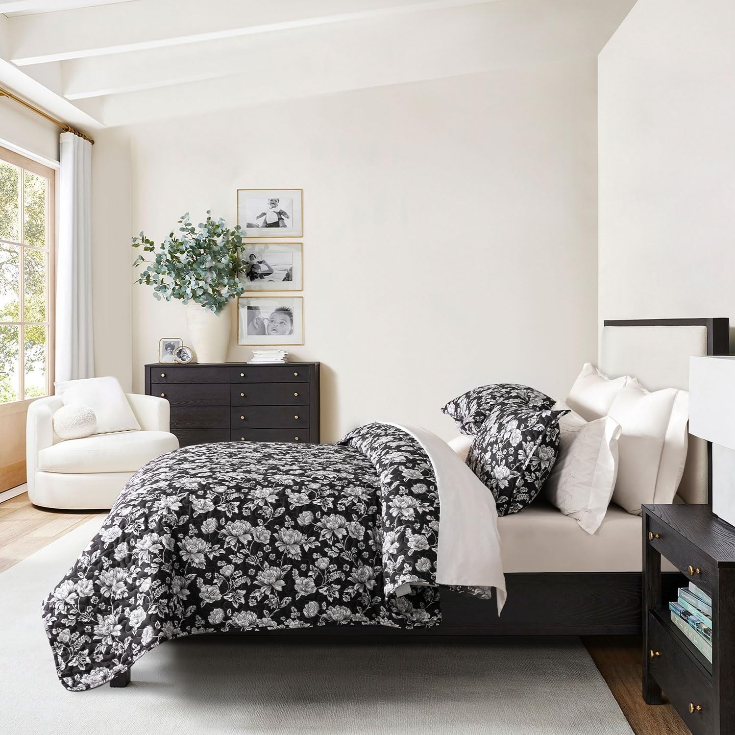 DURLENGEN Dark Grey Quilt Set California King Size 3Pcs, Modern Basket Weave Patter, Ultra Sofy Bedspread ＆ Coverlets, All Season Lightweight並行輸入