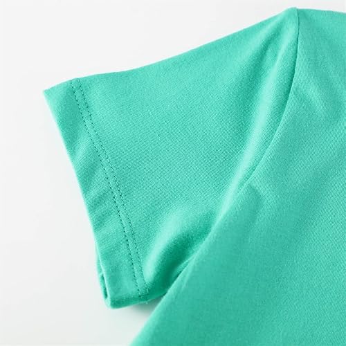 Miniatura 5 de HILEELANG Vestidos de manga corta para niñas pequeñas, vestido de verano de Pascua, de algodón, casual, con vuelo, vestido de verano