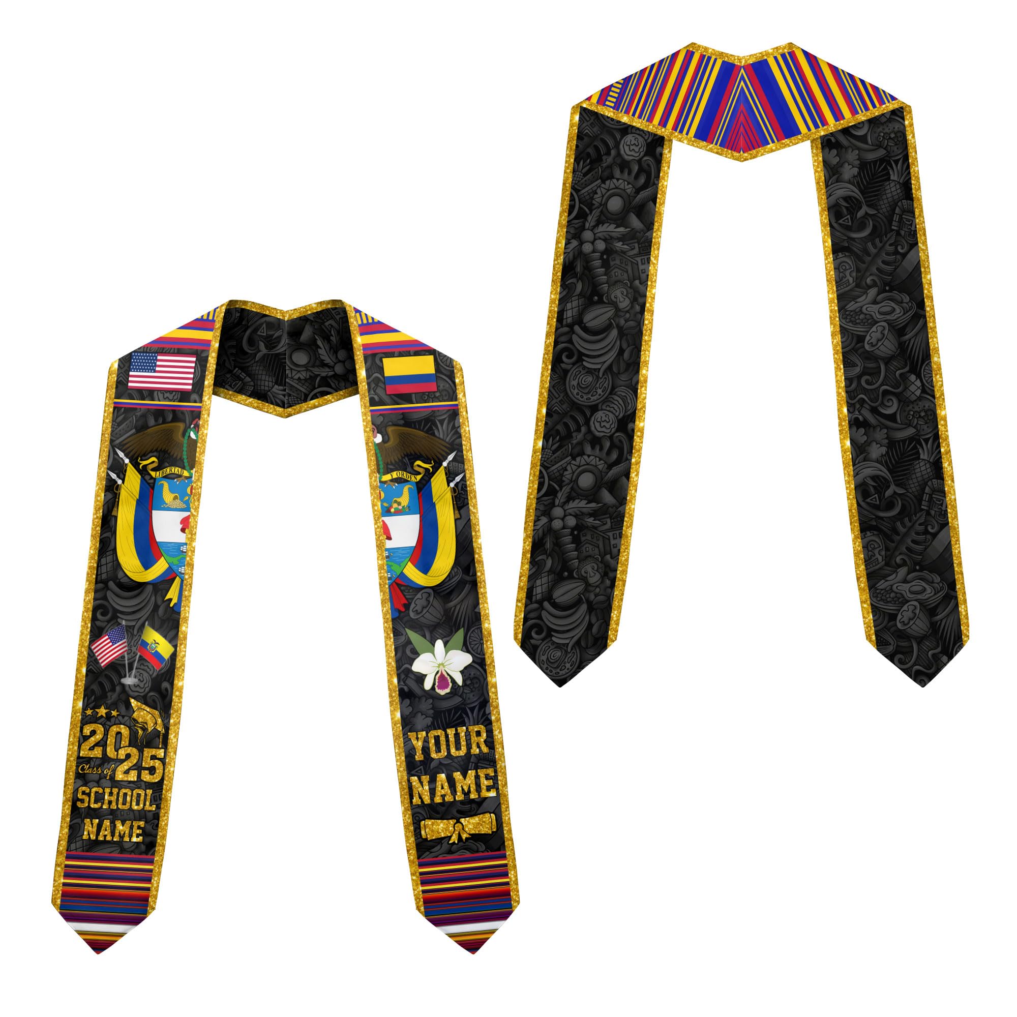 MonkeyVan Colombians Graduation Sash, Custom Colombians American Flag Graduation Sash 2025, Colombia Graduation Stole Clb4