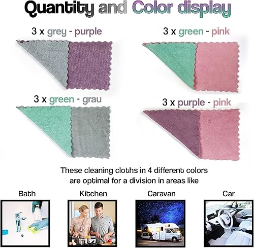 Miniatura 4 de Paño de cocina (paquete de 12) paños de cocina duraderos para todas las superficies, sin pelusas, paños de cocina súper absorbentes, antiadherentes,