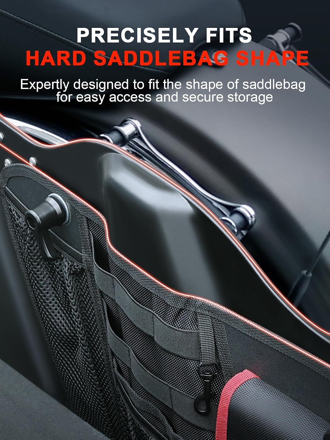 2-Pack Motorcycle Saddlebag Organizer Compatible with 2014-2025 Harley Davidson Touring Models Road Glide Street Glide Electra Glide Road King, Hard Saddle Bag Side Storage Pouch