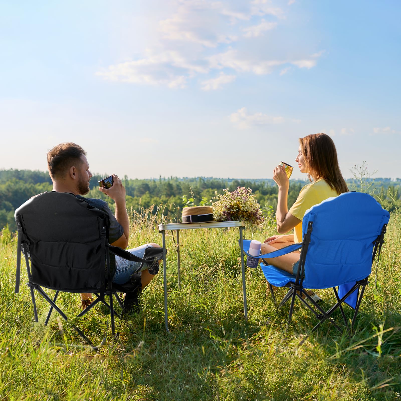 Chaise De Camping Pliante Tectake – Noire – Avec Sac De Transport