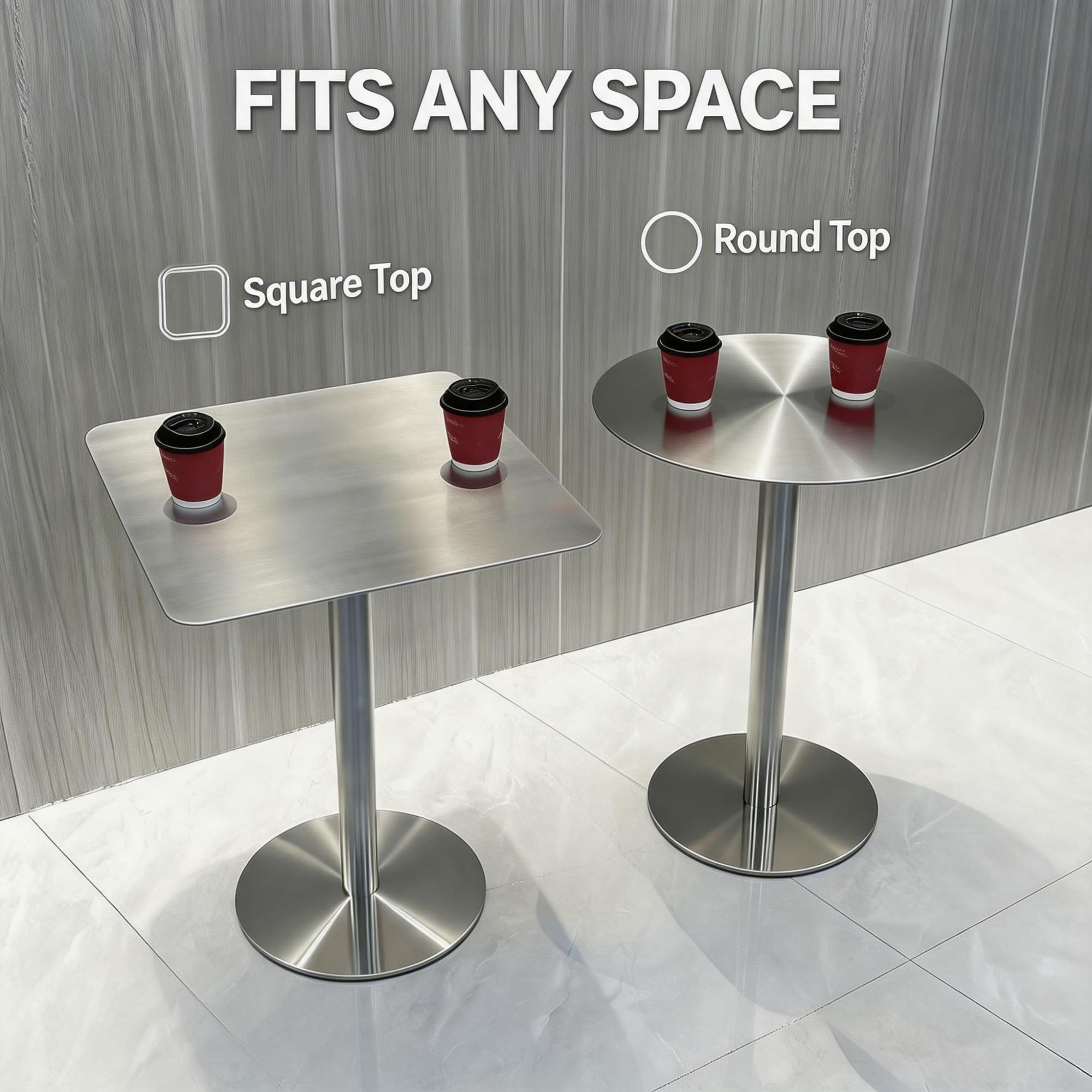 Elegante tavolino Rotondo, Tavolo da bistrot in Acciaio Inossidabile Facile da assemblare, Ideale per Soggiorno, Cucina, caffè, Balcone, Resistente alla ruggine