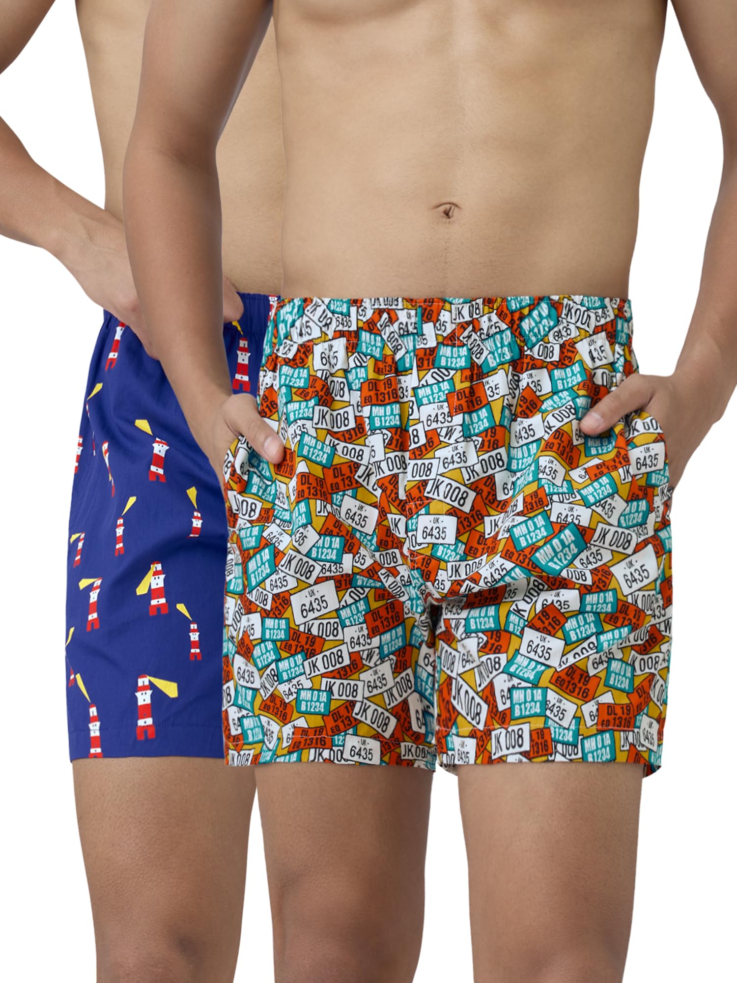 XYXX Men's Remix Regular Fit Cotton Printed Boxer with Dual Pocket & No Marks Waistband (Pack of 2)