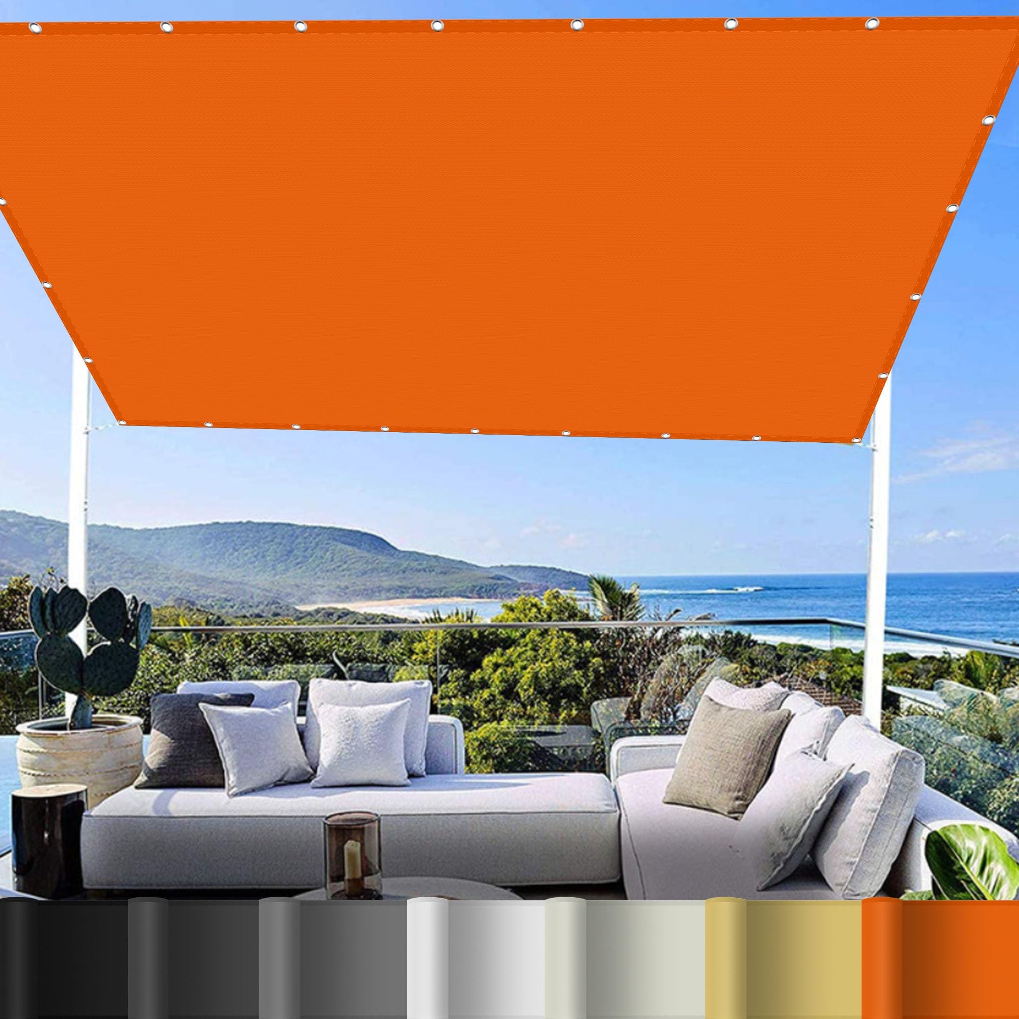 Telo Copertura Pergolato 1.2 x 3.4 m Protezione UV Telo Ombreggiante Protezione Antivento e UV per Esterno, Giardino e Terrazza, Piscina, Arancione