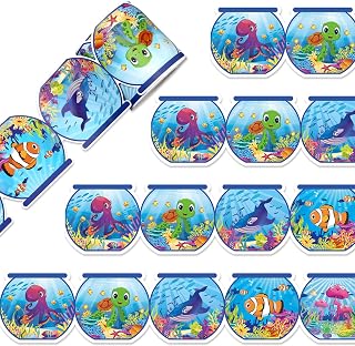 Whaline 32.8ft Under The Sea Bulletin Board Borders Cartoon Sea Animals Die-Cut Border Trim for Summer Classroom Office Chalkboard Decoration