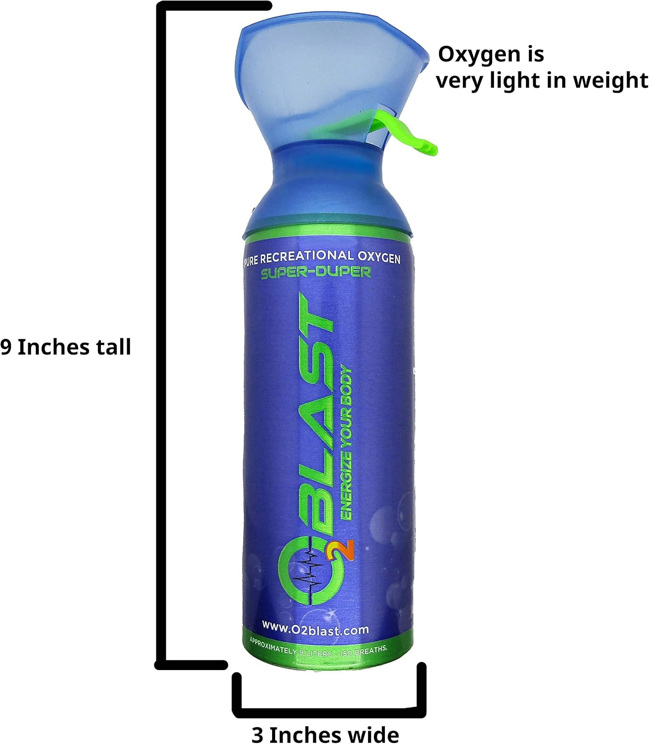99.7% Pure Oxygen Supplement, Quick Recovery for Exercise, Motion Sickness, Altitude Sickness, Mental Clarity, and Focus. Custom Designed mask (9 Liter Portable Oxygen Can - Single Can- Natural)