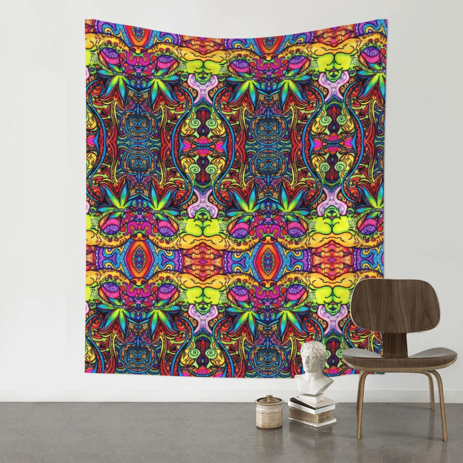WHJSHOP MultiColor Leaf Weed Art Prints Original Wall Tapestry 60x51in – Boho Throw Blanket for Dorm Decor, Beach Picnic, & Bedroom Layering