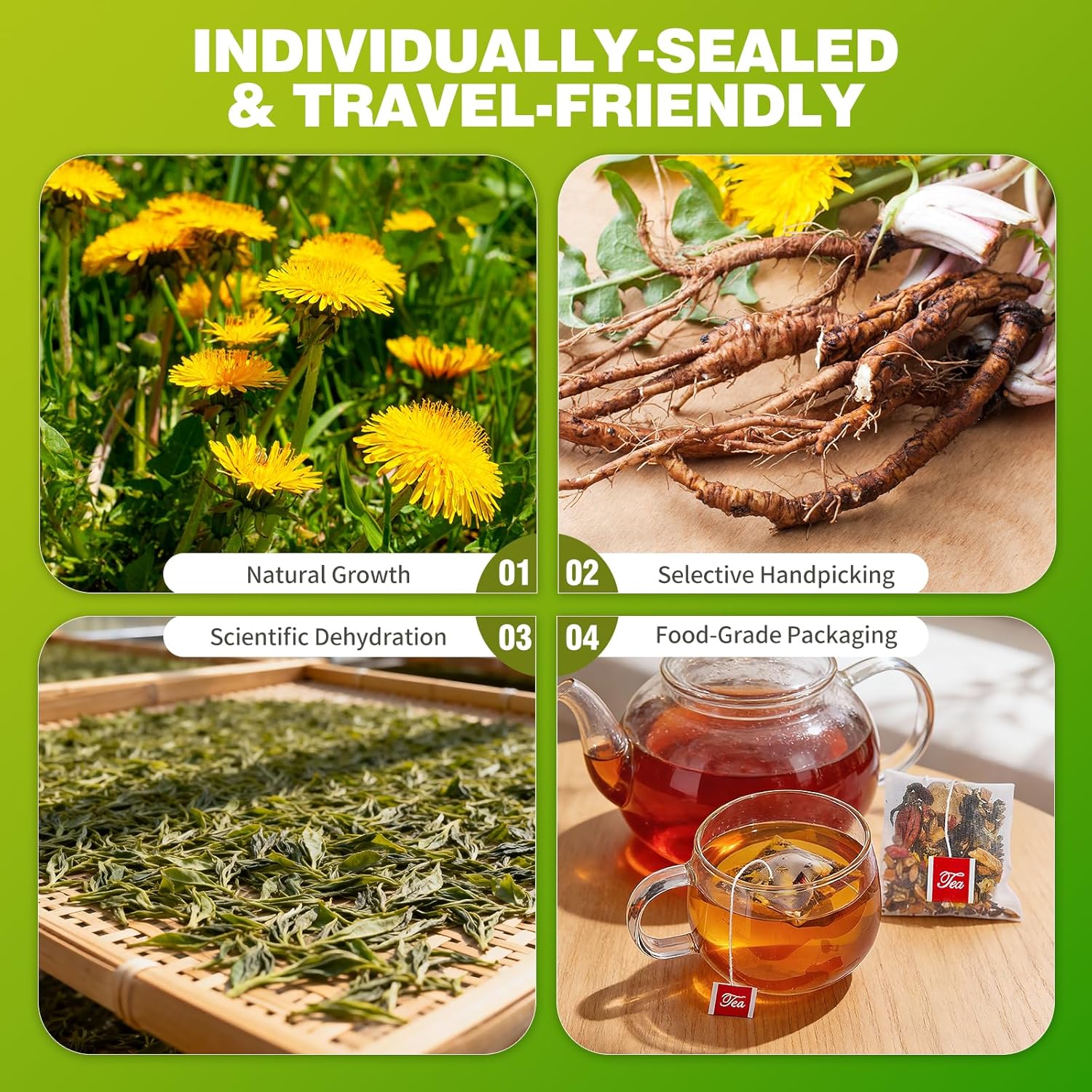 Dandelion Herbal Tea, Liver Detox Tea, Dandelion Tea Organic, Liver Kidney Cleanse & Detox with Dandelion, Goji Berry, Burdock Root, Green Tea and Extra Herbal Ingredients, Kidney Tea, Chrysanthemum Tea, Dandelion Root Tea Organic, Burdock Root Tea (30 Tea Bags(1 Pack), Dandelion Herbal Tea) - Image 5