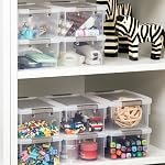 Citylife 1.2L 10 Pack Small Storage Bins Plastic Storage Container Stackable Box with Lids for Organizing, Clear White
