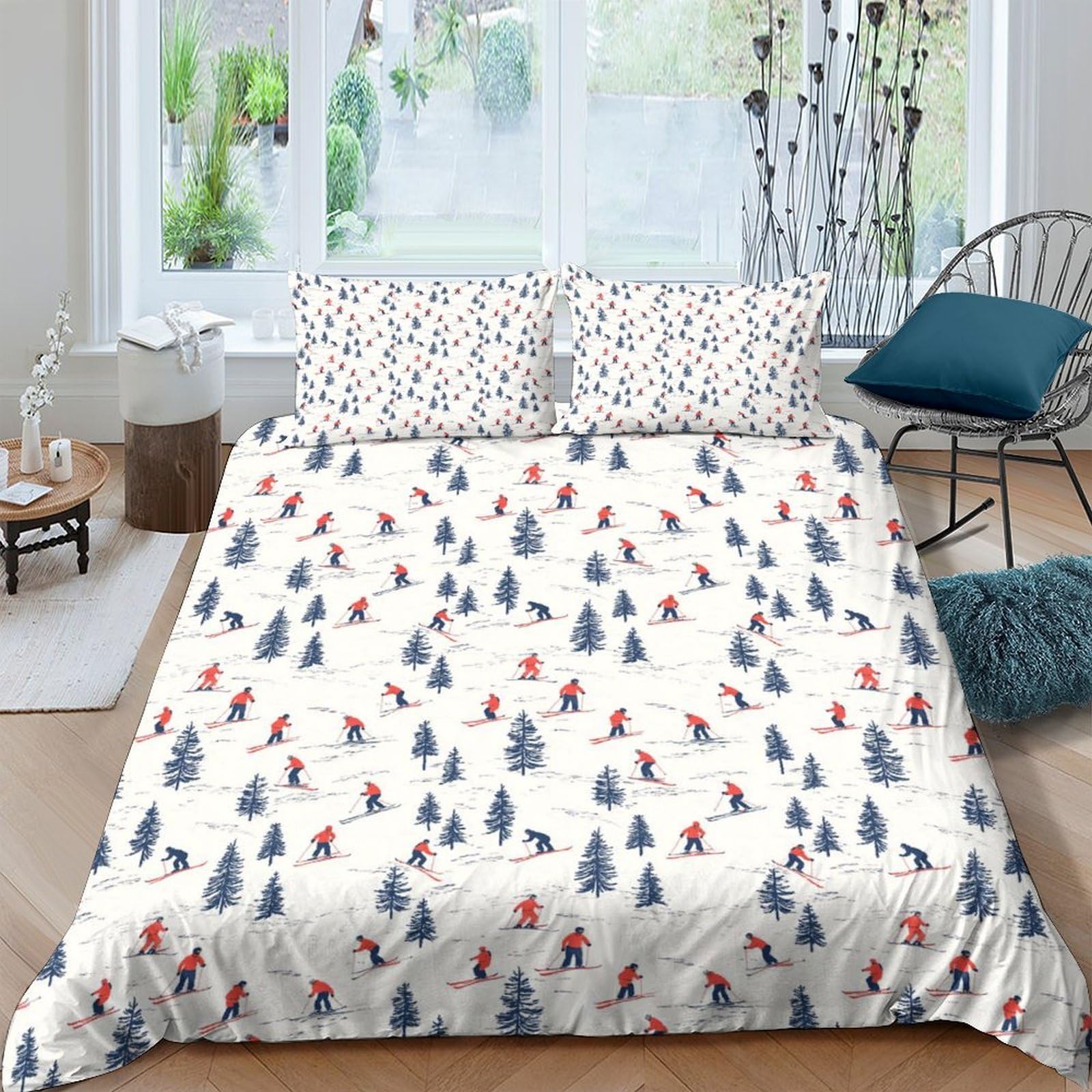 Ctjqhvkz Style-6 3D Printed Nordic Pine Forest Fitted Sheet Microfiber Soft Red Squirrel Mattress Cover For Bedroom Guest Room Décor Single（135X200cm）
