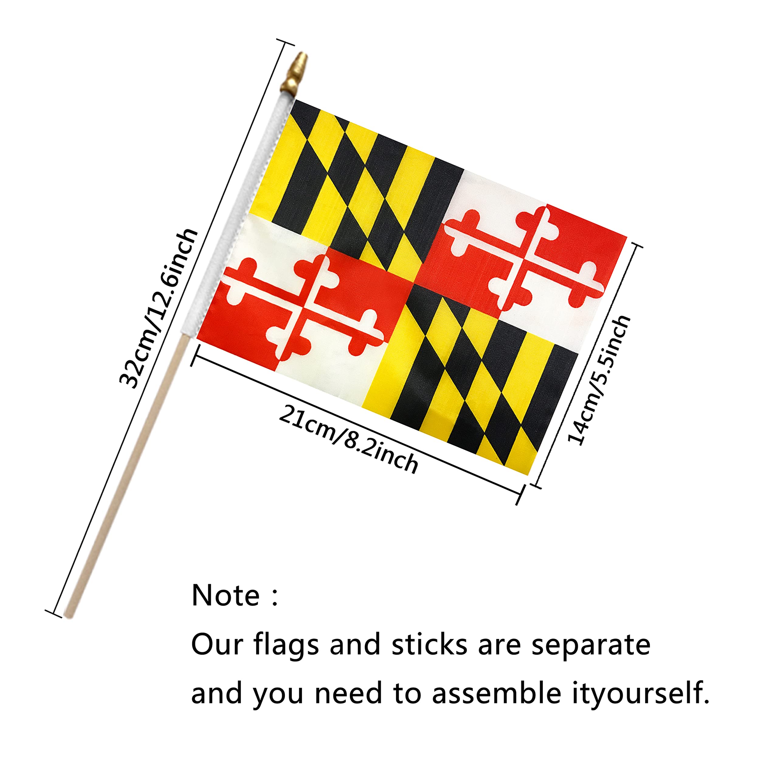 LyButty US 50 State Flags Set - 5x8 Inch Mini Hand Held Flags On Wood Sticks For Classroom & Events - View #14