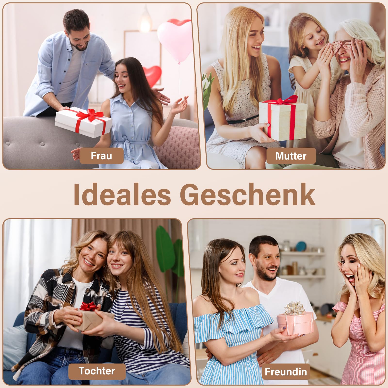 5 in 1 Lockenstab Set, 9-32mm Keramik Lockenstab mit Verschiedenen Aufsätzen für Kleine und Große Locken, Schnellaufheizung, Einstellbare Temperatur, Lockenstäbe Set mit Handschuh Haarspangen