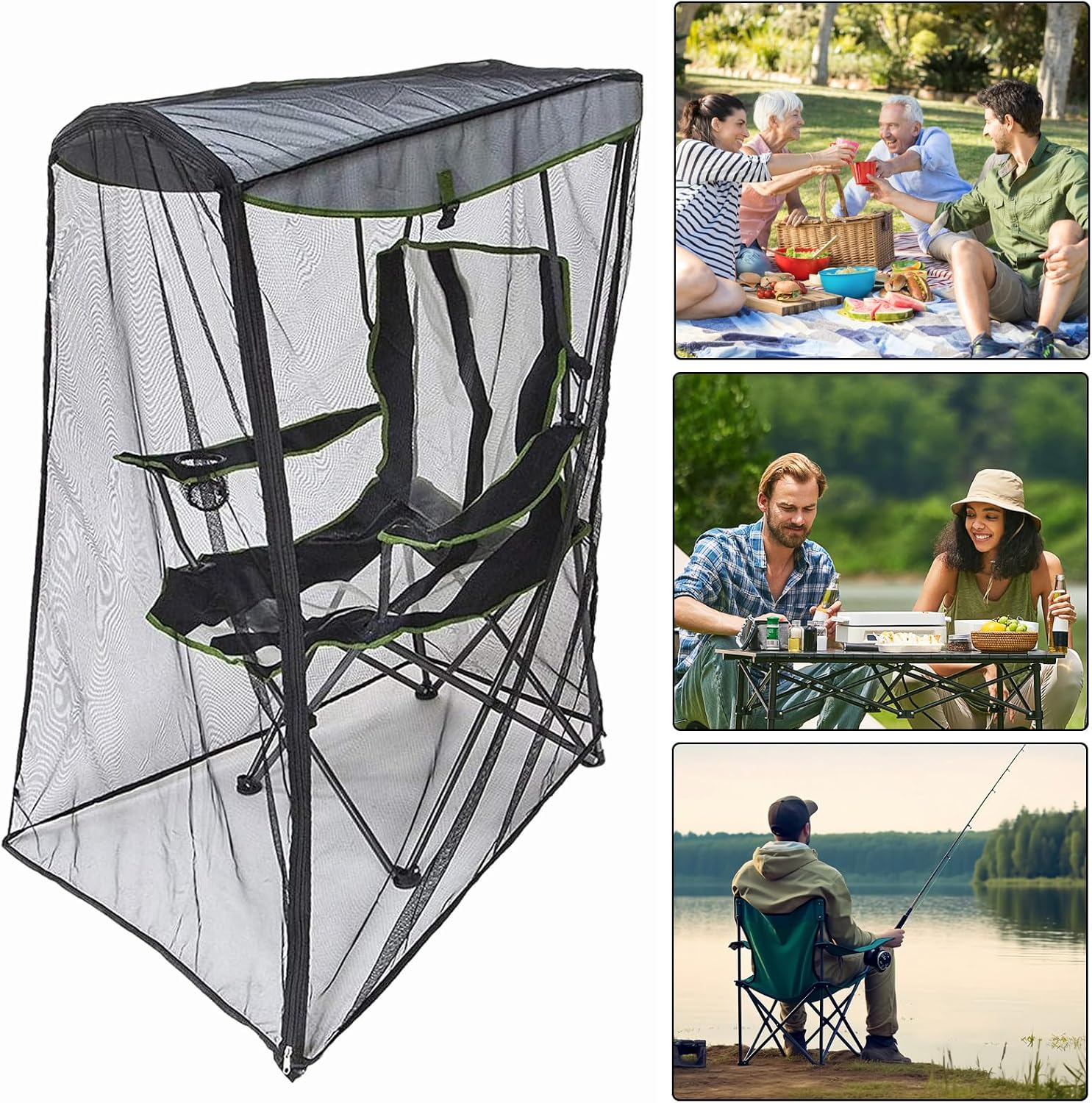 Camping Chair Mosq-uito Net,Ins ect Barrier Mosq-uito Net,Protective Compact Fly Shield,Easy to Set Up,for Trips（Excluding Chair）
