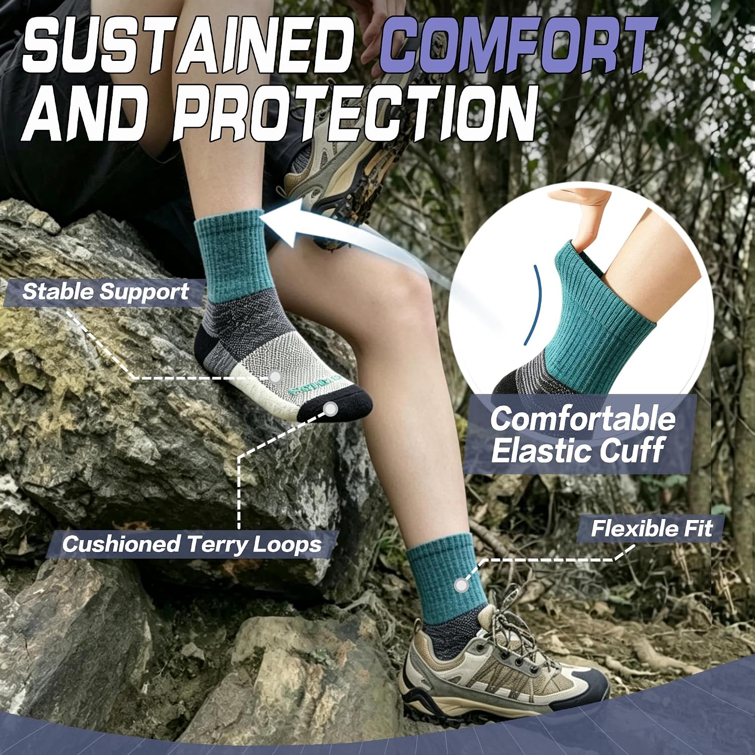 FEIDEER Women's Hiking Walking Socks, Outdoor Recreation Socks Wicking Cushion Crew Socks