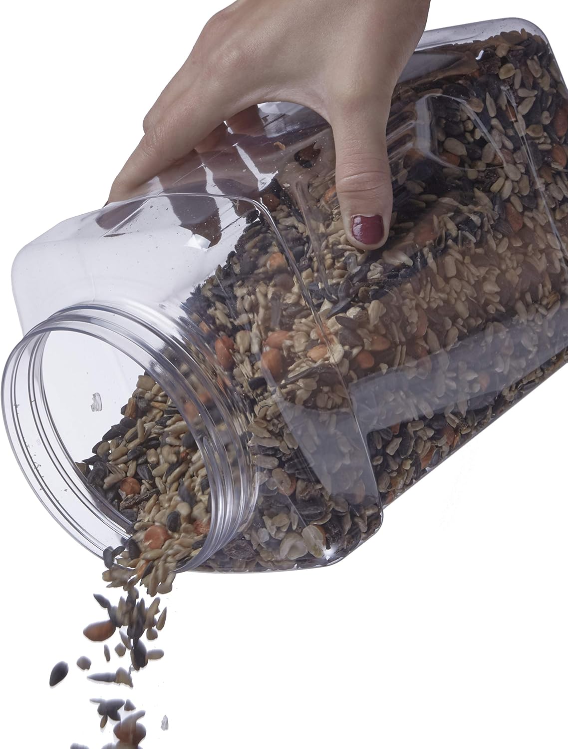 Hudson Exchange 1 Gallon Plastic Grip Jar with Cap (6 Pack), Food Grade BPA Free PET, Clear