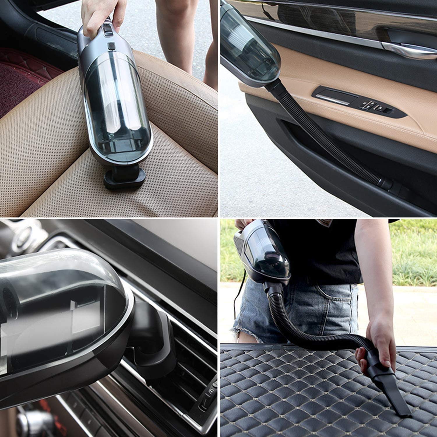Aspiradora portátil del automóvil: vacío de mano inalámbrico de alta potencia con cable de 13 pies - 12V - Kit de accesorios para automóviles y automóviles para detalle y limpieza interior de aut