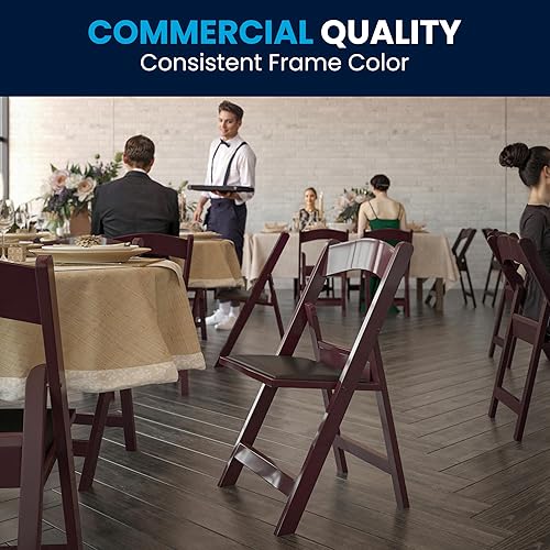 Miniatura 7 de Flash Furniture Hercules Series Silla plegable, de resina caoba roja, paquete de 4, capacidad de peso de 1,000 lbs, ligera y cómoda para eventos