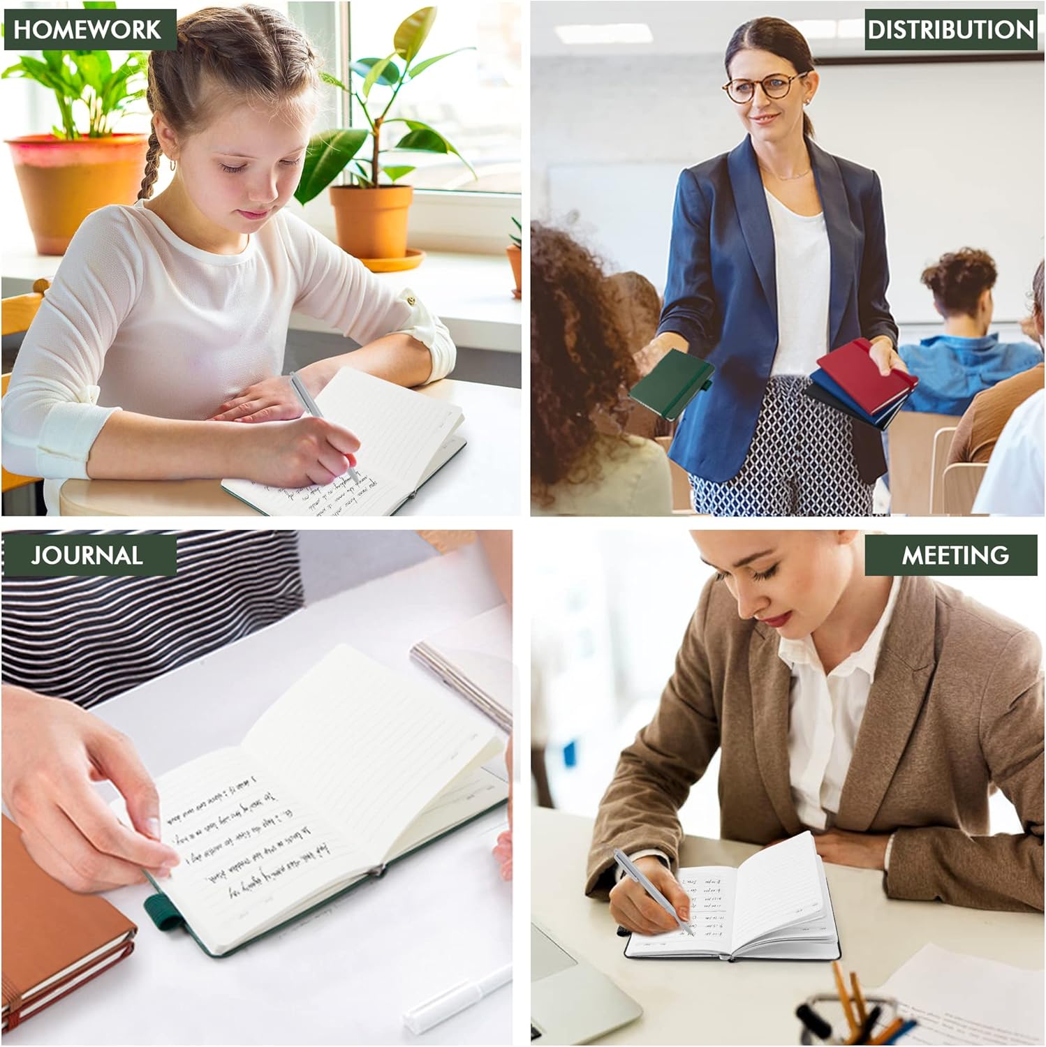 feela Pocket Mini Notebooks Bulk, Small Cute Memo Notepads Hardcover College Ruled Lined Journals with Pen Holder for School Business Work, with 6 Black Pens, 3.5”x 5.5”, 6 Pack, A6, Vintage Colors